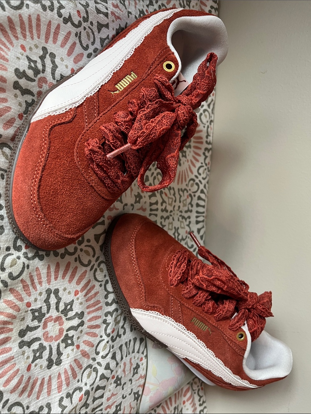 Puma Burnt-Orange Suede Sneakers with White Formstrip - Picture 4 of 6